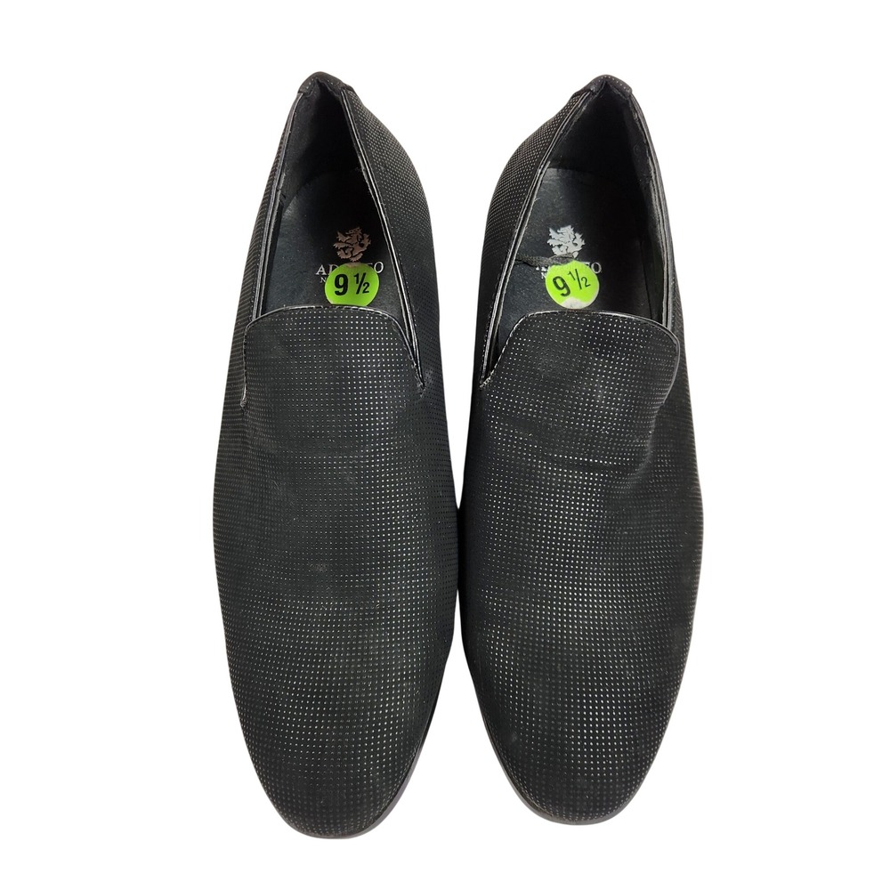 Adolfo Mens Smoker Slippers Black Textured Loafer Dress‎ Shoes Size 9.5 US 42 EU